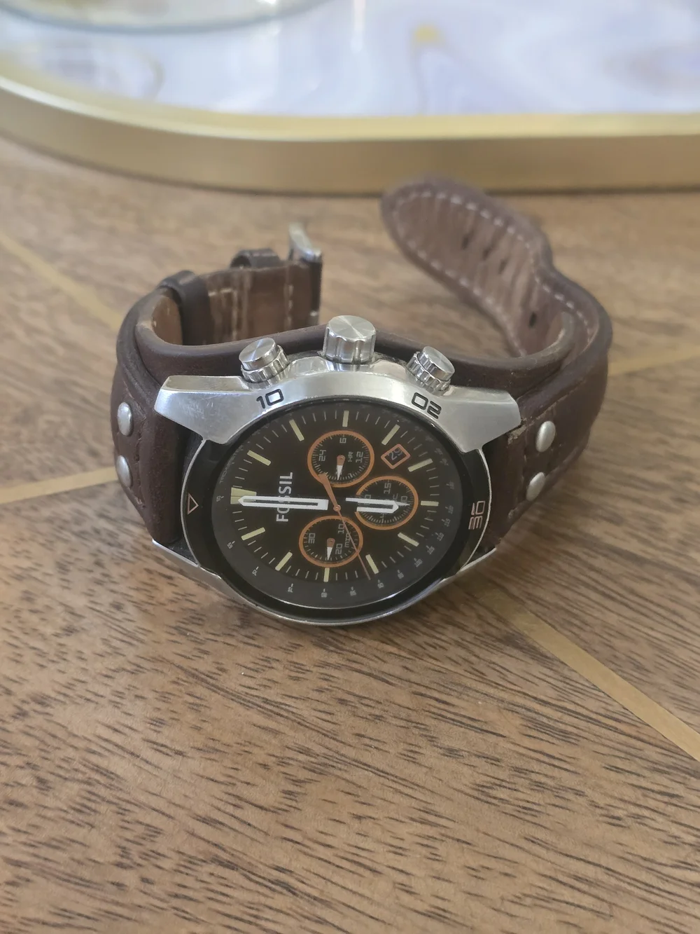 Fossil Men's Brown Leather Chronograph Watch
